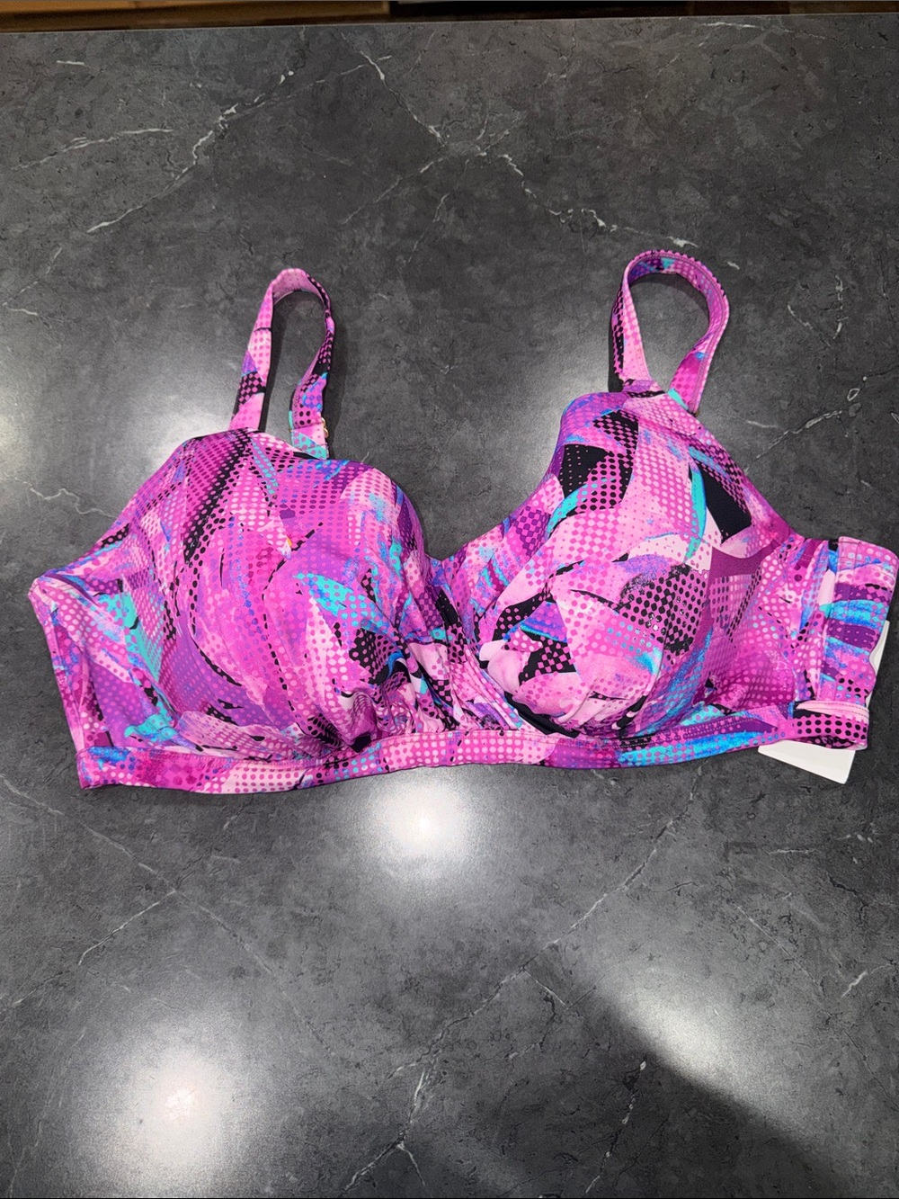 Swimsuits for all 40D Vibrant Pink Multi Underwire Bikini Top with Molded Cups